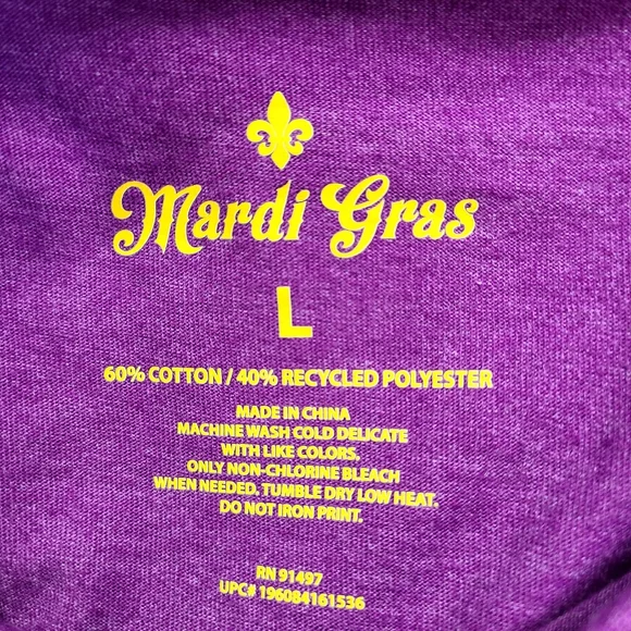 Mardi Gras Purple Long Sleeve Shirt - Let the Good Times Roll, Size Large, NWOT - Picture 6 of 6
